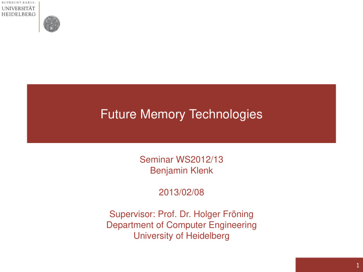 future memory technologies