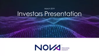 Investors Presentation  Cautionary Statement Regarding  Forward Looking Statements  his