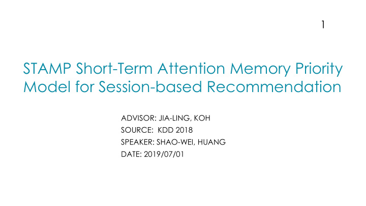 model for session based recommendation