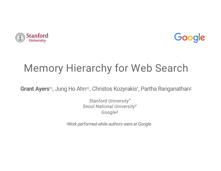 memory hierarchy for web search