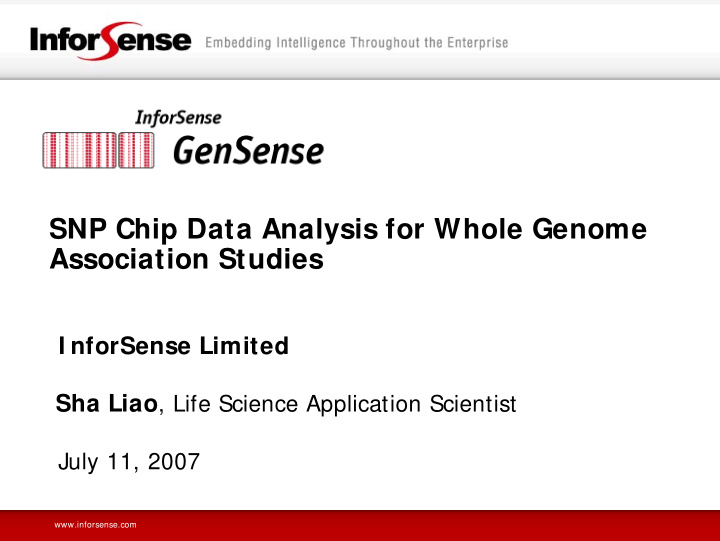 snp chip data analysis for whole genome association