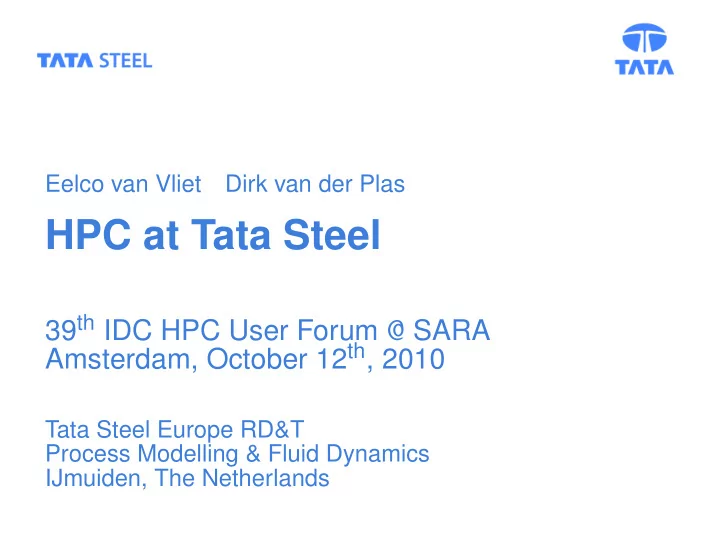 hpc at tata steel