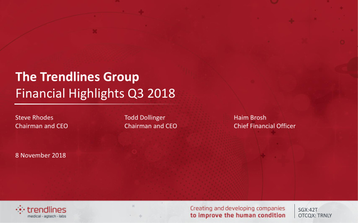 financial highlights q3 2018