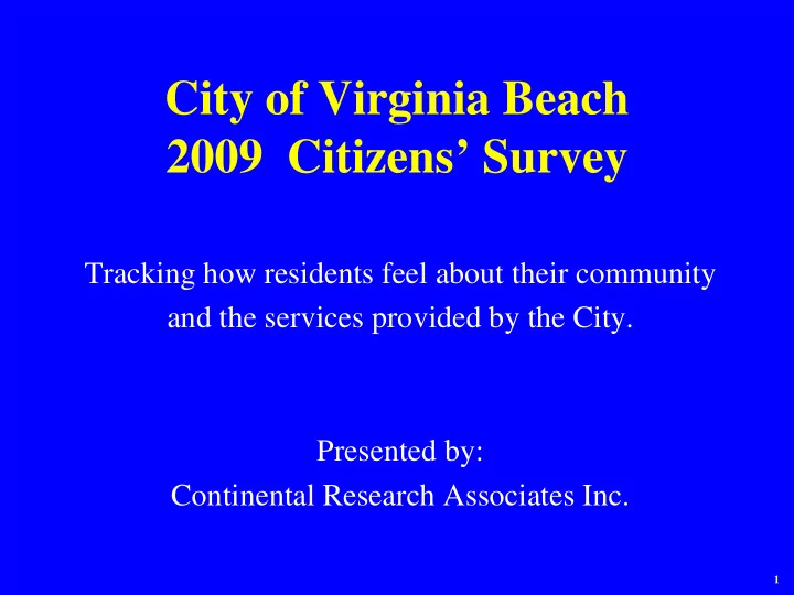 city of virginia beach 2009 citizens survey