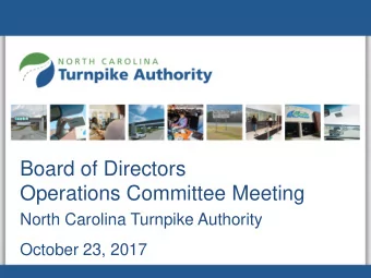 Board of Directors  Operations Committee Meeting  North Carolina Turnpike Authority  October 23,