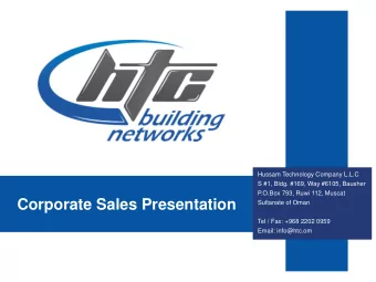 Corporate Sales Presentation  Sultanate of Oman  Tel / Fax: +968 2202 0959  Email: info@htc.om