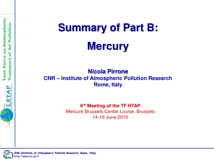 summary of part b mercury