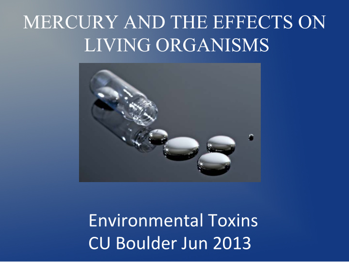 mercury and the effects on living organisms