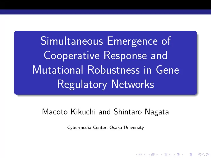 simultaneous emergence of cooperative response and