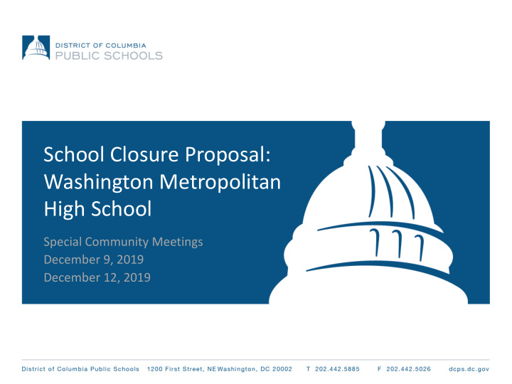 school closure proposal washington metropolitan high