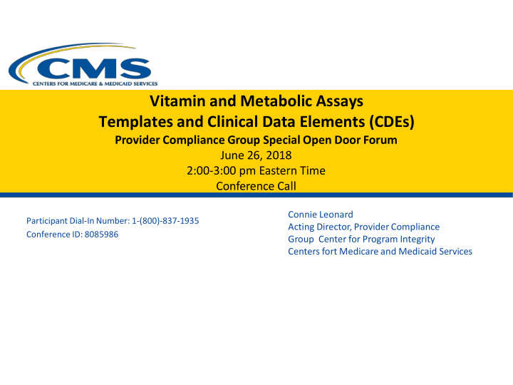 vitamin and metabolic assays templates and clinical data