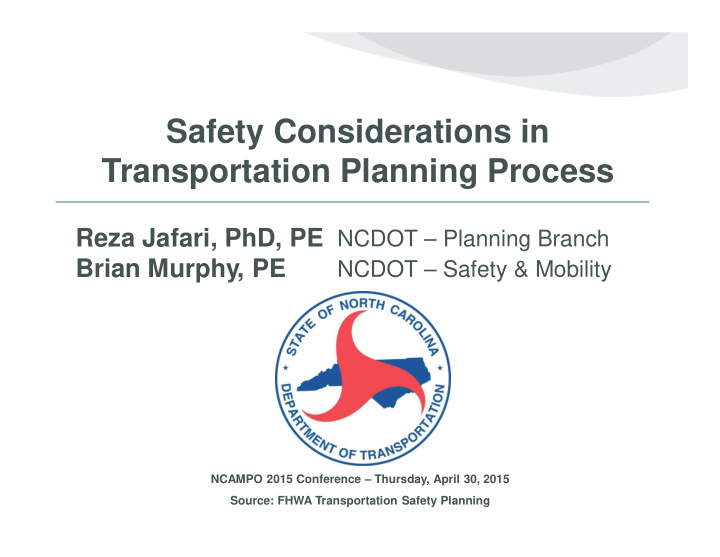 safety considerations in transportation planning process