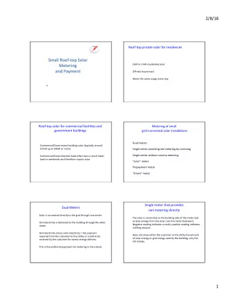 Small  Roof-top  Solar    Metering    1kW  to  3  kW  residen?al