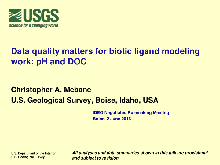 data quality matters for biotic ligand modeling work ph