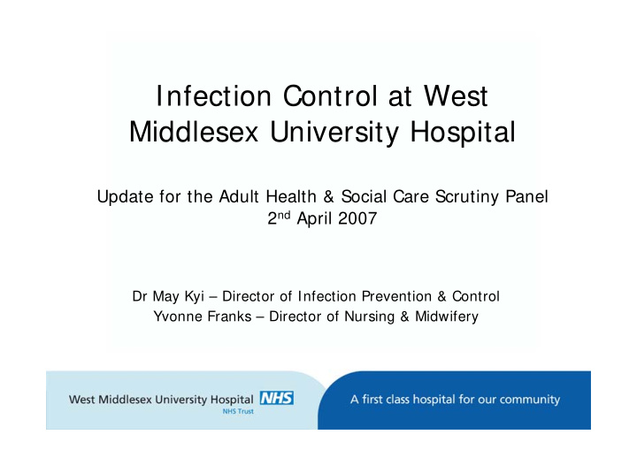 infection control at west middlesex university hospital