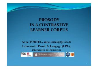 PROSODY  IN A CONTRASTIVE  LEARNER CORPUS