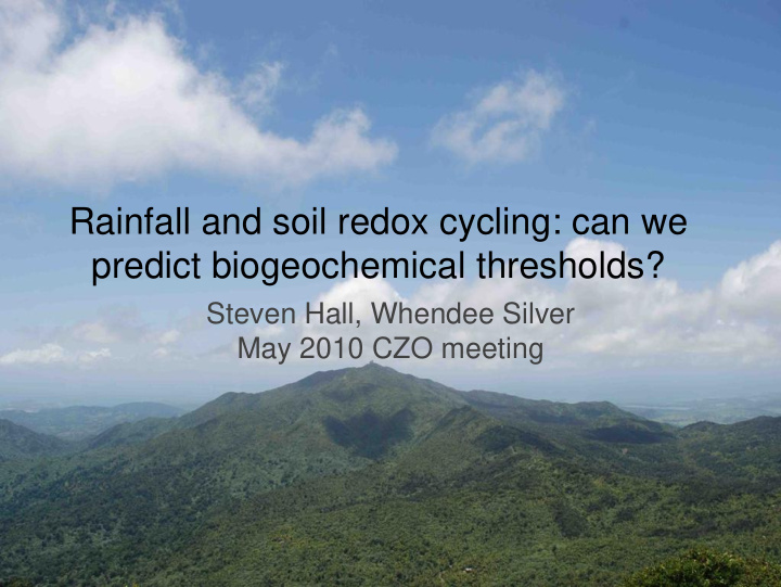 rainfall and soil redox cycling can we predict