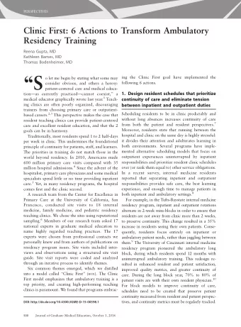 S  ing the Clinic First goal have implemented the  o let me begin by stating what some may