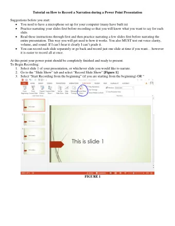 Tutorial on How to Record a Narration during a Power Point Presentation  Suggestions before you
