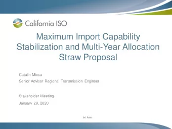 Maximum Import Capability  Stabilization and Multi-Year Allocation  Straw Proposal  Catalin Micsa