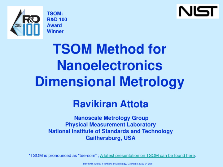 tsom method for nanoelectronics dimensional metrology