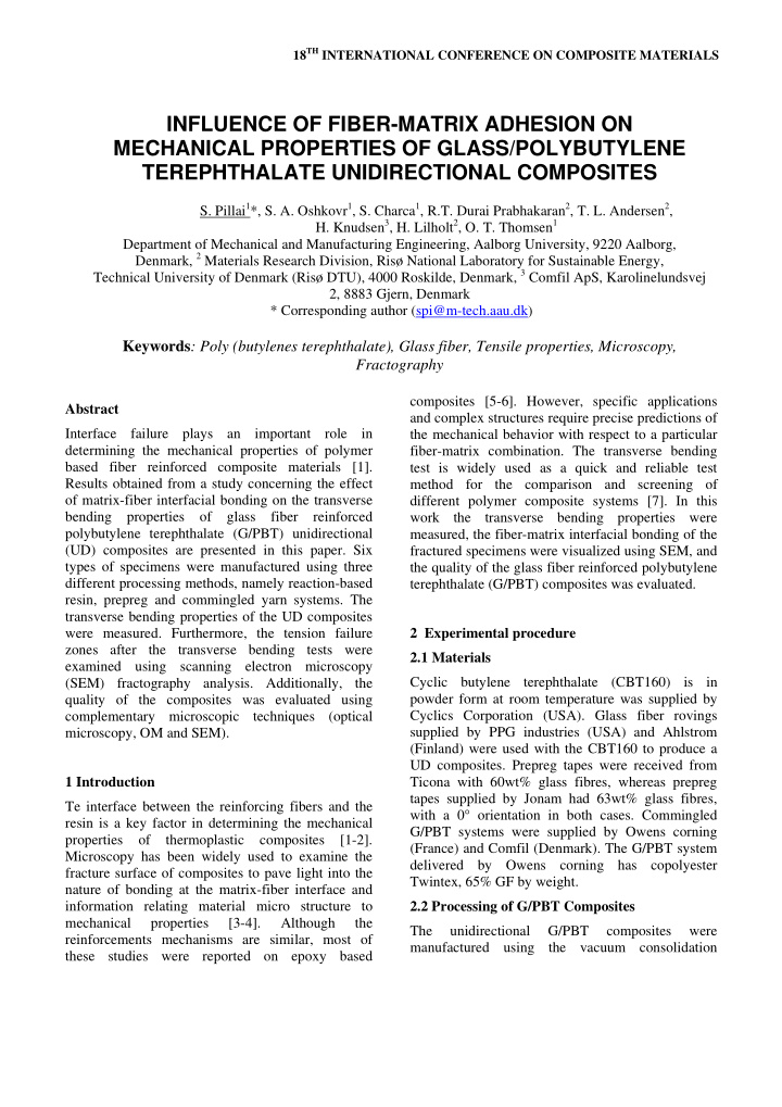 influence of fiber matrix adhesion on mechanical