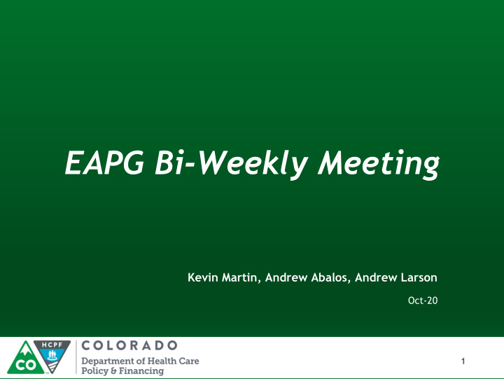 eapg bi weekly meeting