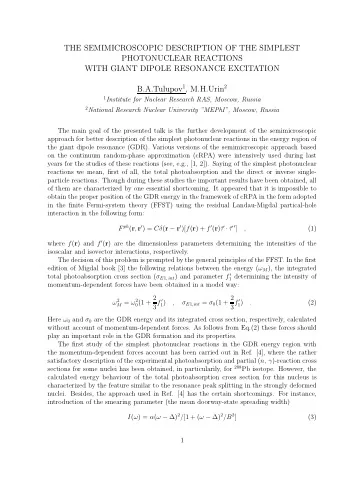 THE SEMIMICROSCOPIC DESCRIPTION OF THE SIMPLEST  PHOTONUCLEAR REACTIONS  WITH GIANT DIPOLE