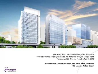 New Jersey Healthcare Financial Management Association Business Continuity &amp; Facility