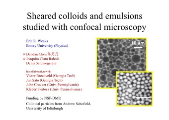 Sheared colloids and emulsions  studied with confocal microscopy  Eric R. Weeks  Emory University