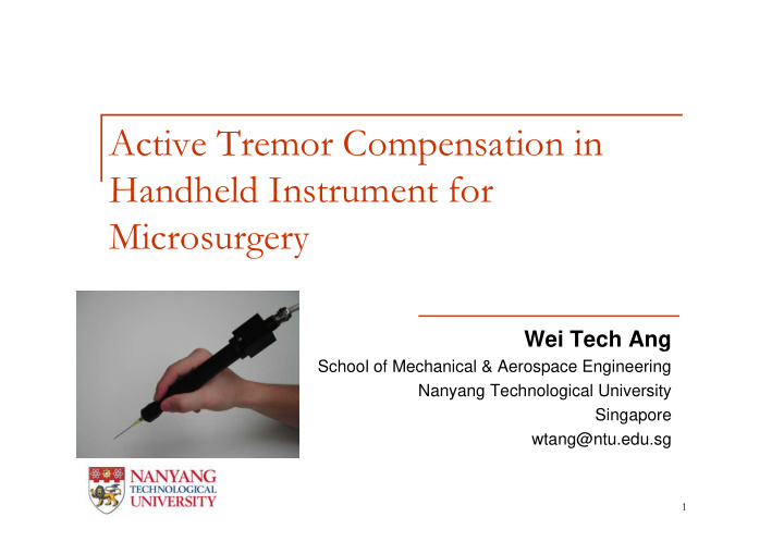 active tremor compensation in handheld instrument for