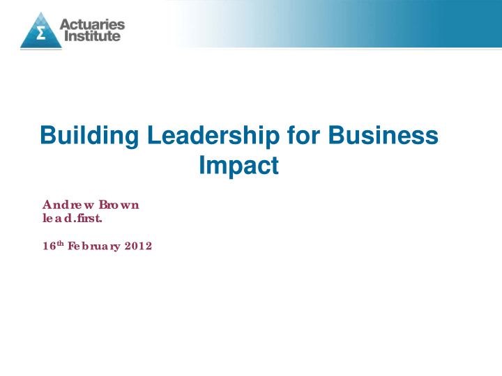 building leadership for business