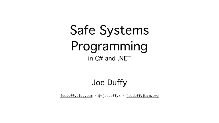 safe systems programming