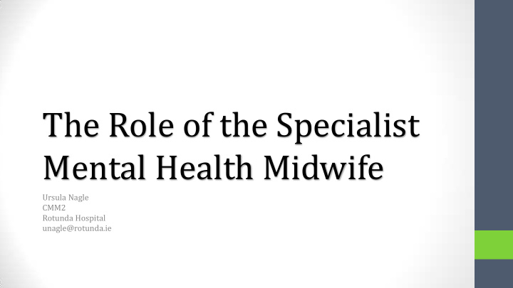 the role of the specialist