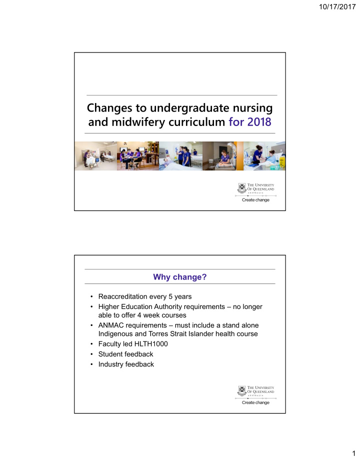 changes to undergraduate nursing and midwifery curriculum