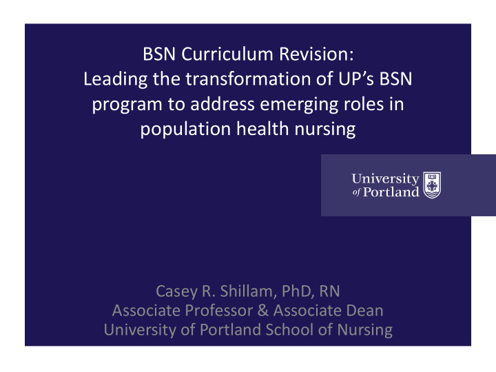 bsn curriculum revision leading the transformation of up
