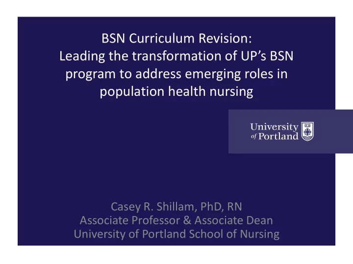bsn curriculum revision leading the transformation of up