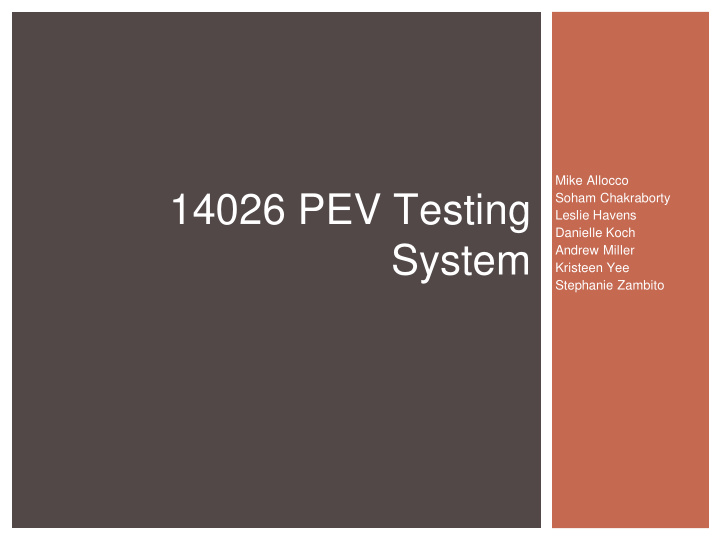 14026 pev testing