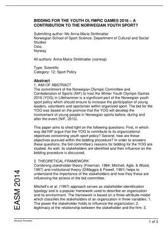 EASM 2014  understand the importance of the stakeholders and how they these are  influencing the