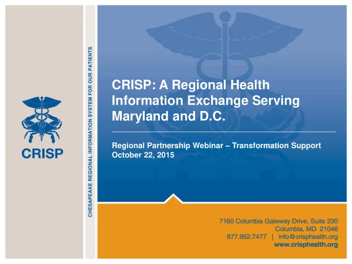 crisp a regional health information exchange serving