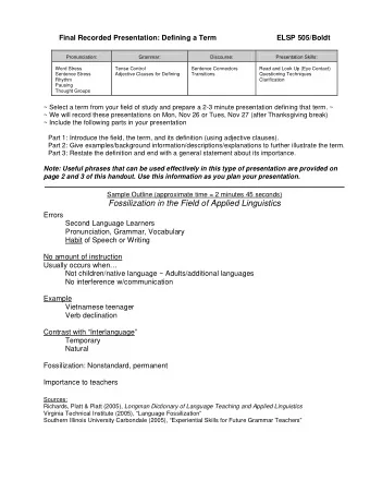 Fossilization in the Field of Applied Linguistics  Errors  Second Language Learners  Pronunciation,