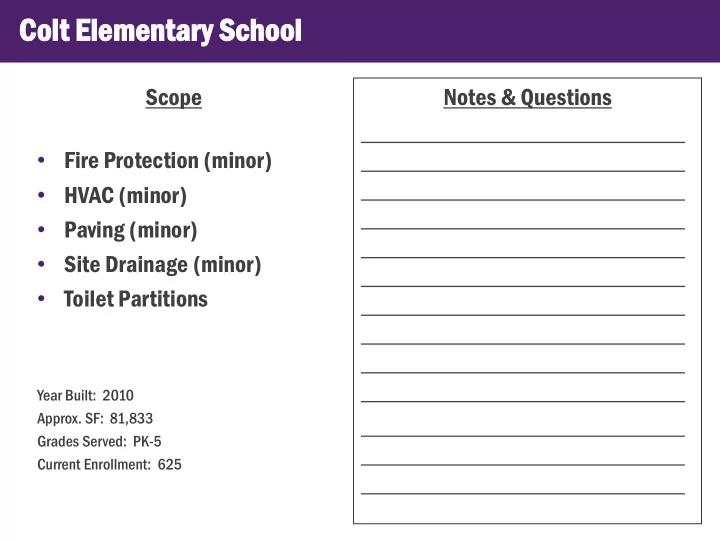 colt lt el eleme mentary y sc scho hool