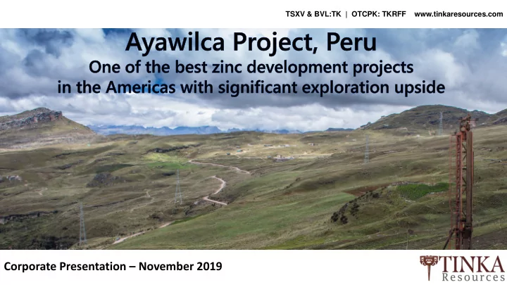 corporate presentation november 2019 disclaimer