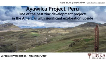 Corporate Presentation  November 2019  Disclaimer  This presentation does not constitute or form