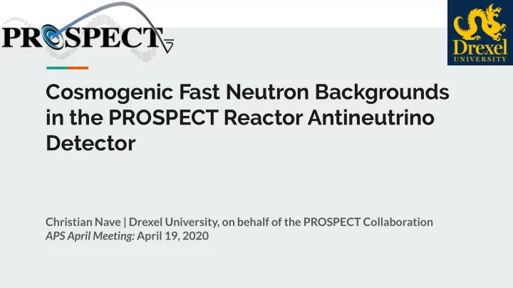 cosmogenic fast neutron backgrounds in the prospect