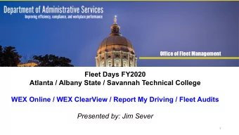 Fleet Days FY2020  Atlanta / Albany State / Savannah Technical College  WEX Online / WEX ClearView