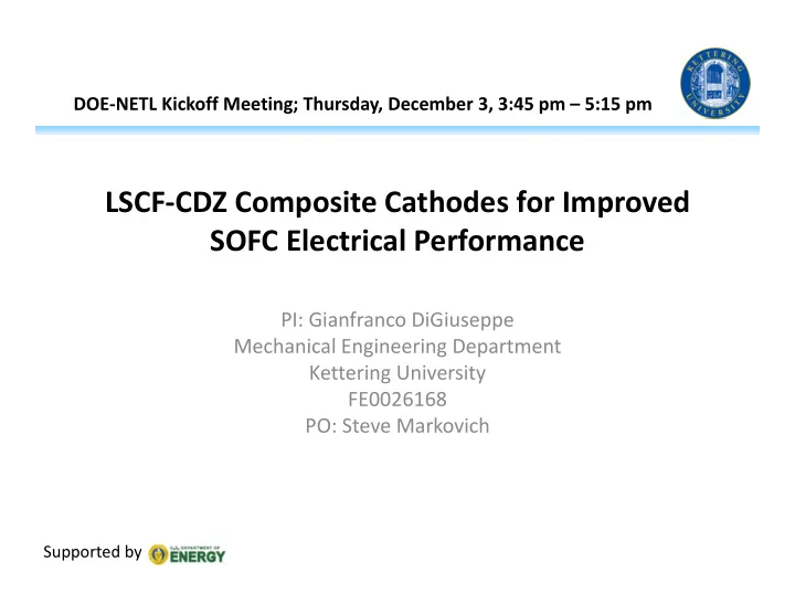 lscf cdz composite cathodes for improved sofc electrical