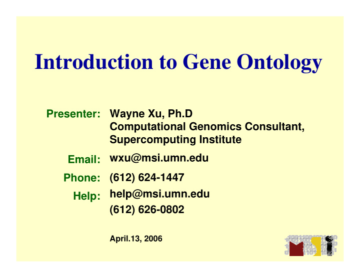 introduction to gene ontology