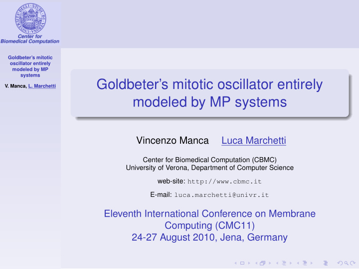 goldbeter s mitotic oscillator entirely