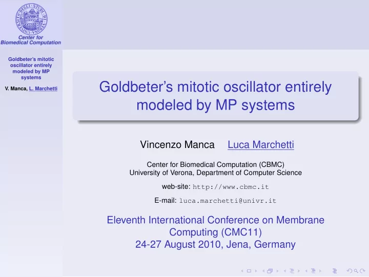 goldbeter s mitotic oscillator entirely